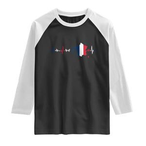 France Heartbeat EKG French Flag Map Raglan Shirt TS14 Black White Print Your Wear