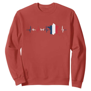 France Heartbeat EKG French Flag Map Sweatshirt TS14 Red Print Your Wear