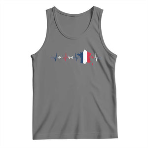 France Heartbeat EKG French Flag Map Tank Top TS14 Black Heather Print Your Wear
