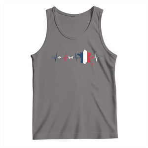 France Heartbeat EKG French Flag Map Tank Top TS14 Deep Heather Print Your Wear