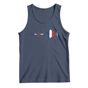 France Heartbeat EKG French Flag Map Tank Top TS14 Navy Print Your Wear