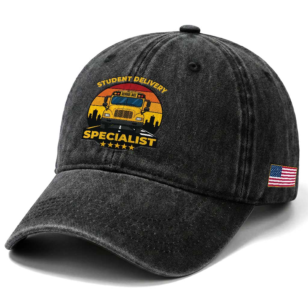 School Bus Driver Washed Cotton Baseball Cap Student Delivery Specialist TS14 Print Your Wear