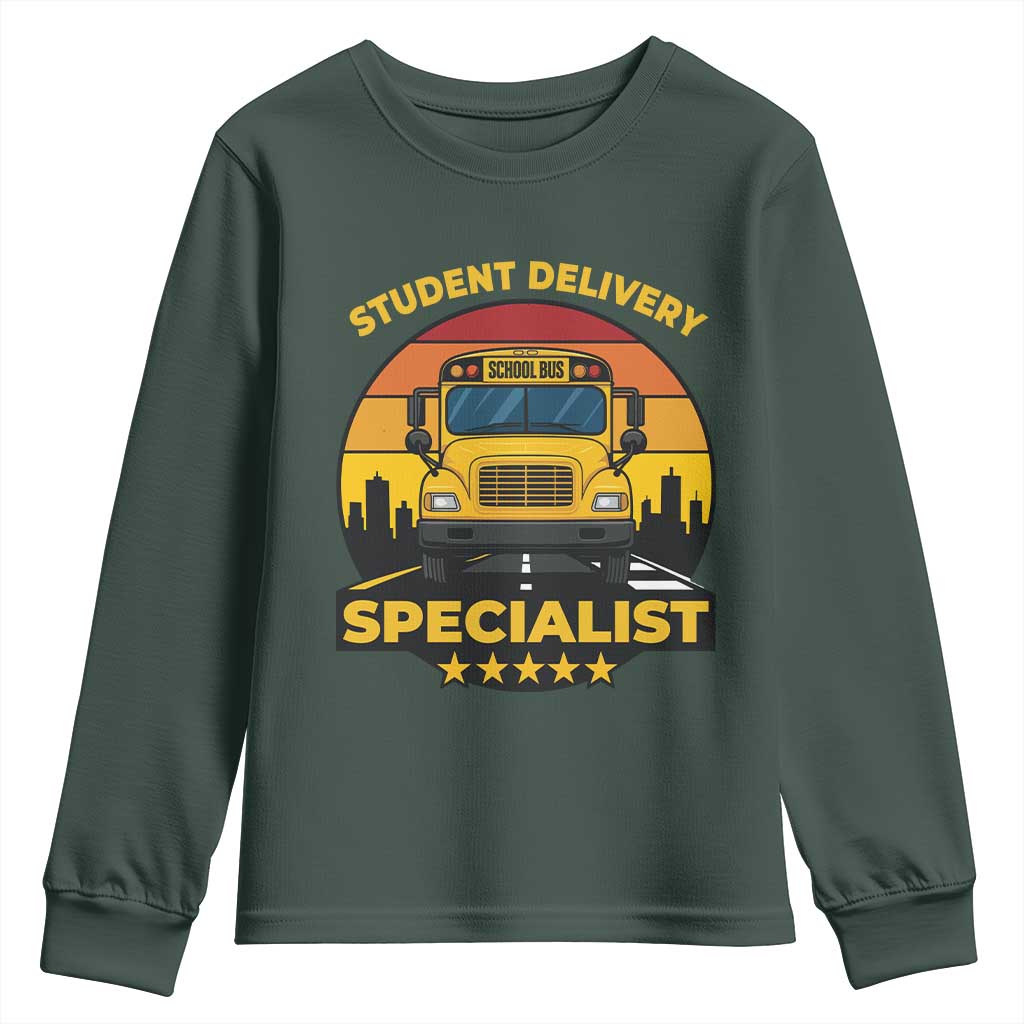 School Bus Driver Youth Sweatshirt Student Delivery Specialist TS14 Dark Forest Green Print Your Wear