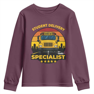 School Bus Driver Youth Sweatshirt Student Delivery Specialist TS14 Maroon Print Your Wear