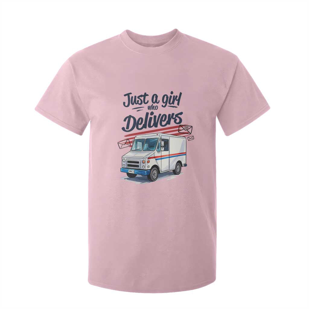 Funny Postal Worker T Shirt For Kid Just A Girl Who Delivers TS14 Light Pink Print Your Wear