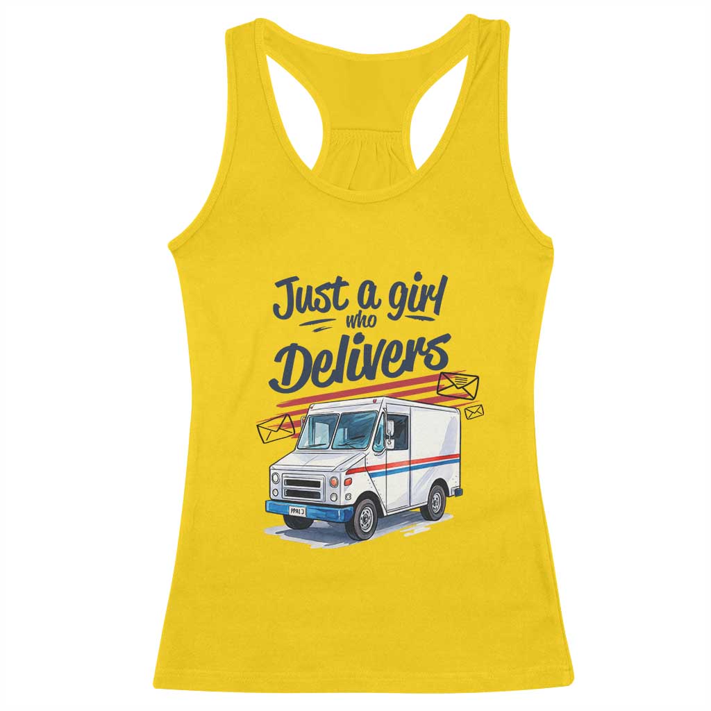 Funny Postal Worker Racerback Tank Top Just A Girl Who Delivers TS14 Daisy Print Your Wear