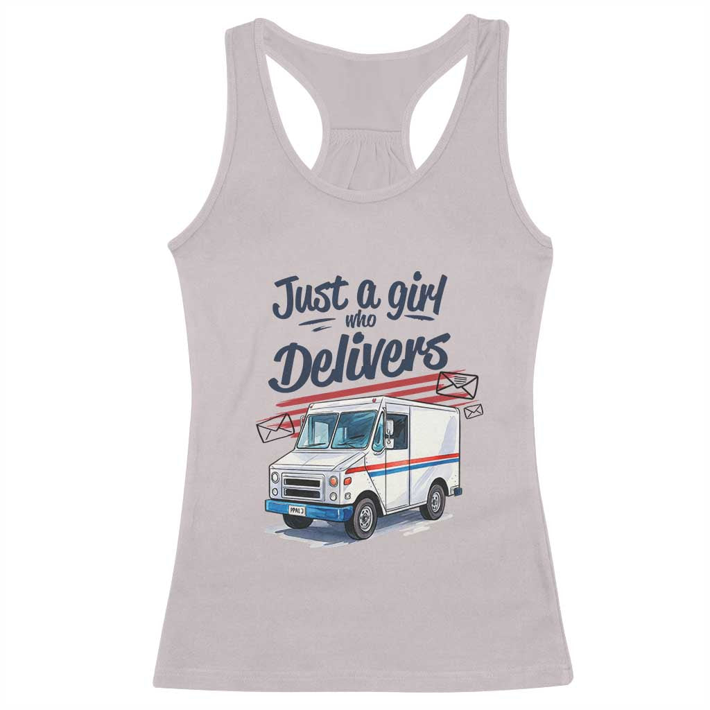 Funny Postal Worker Racerback Tank Top Just A Girl Who Delivers TS14 Ice Gray Print Your Wear
