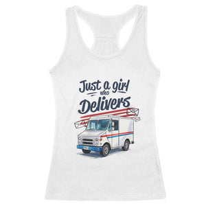 Funny Postal Worker Racerback Tank Top Just A Girl Who Delivers TS14 White Print Your Wear