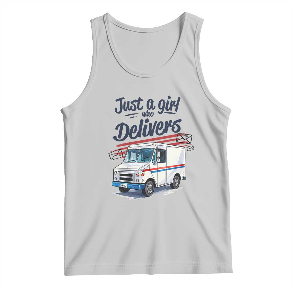Funny Postal Worker Tank Top Just A Girl Who Delivers TS14 Ash Print Your Wear