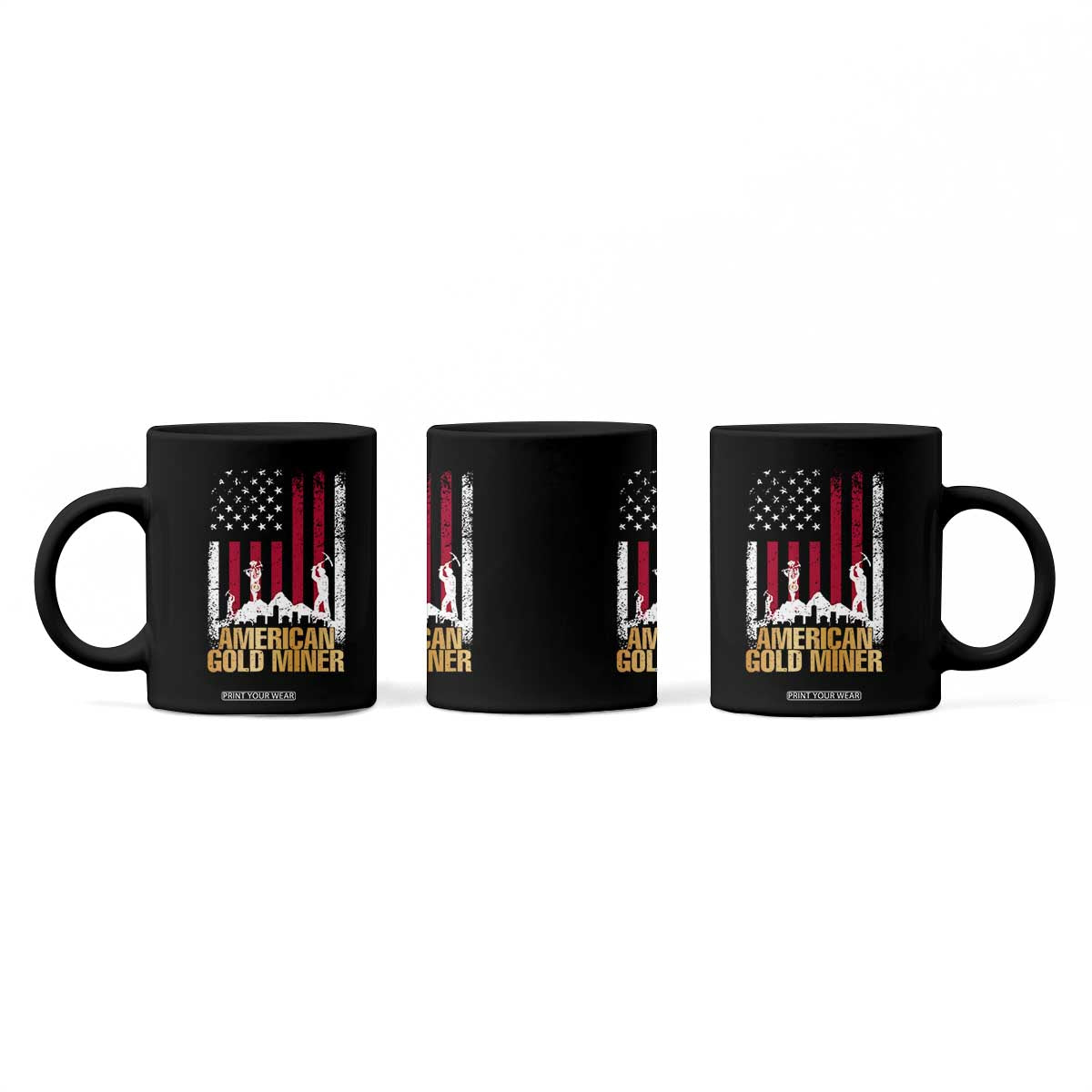 Gold Miner Patriotic American Flag Coffee Mug TS14 Print Your Wear