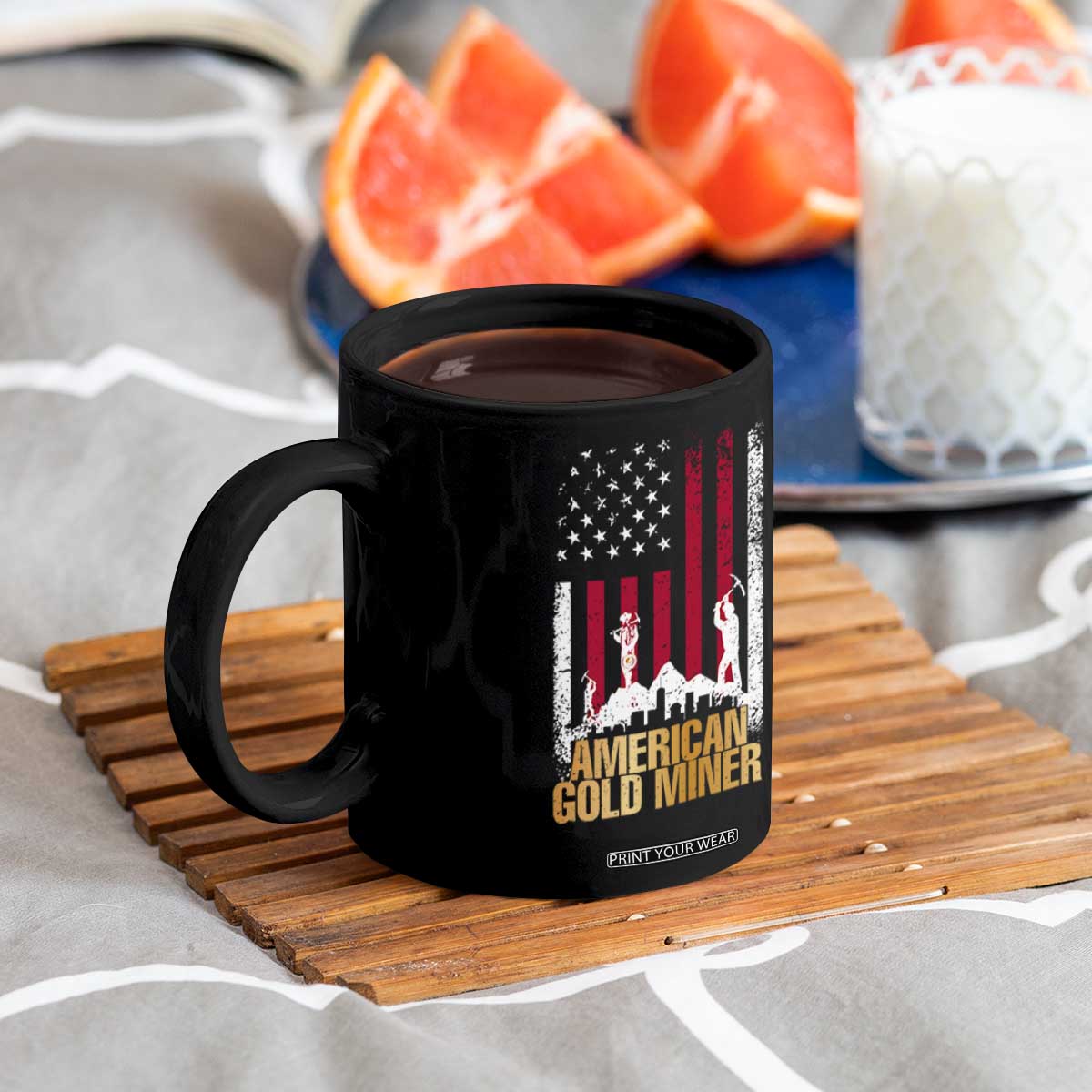 Gold Miner Patriotic American Flag Coffee Mug TS14 Print Your Wear