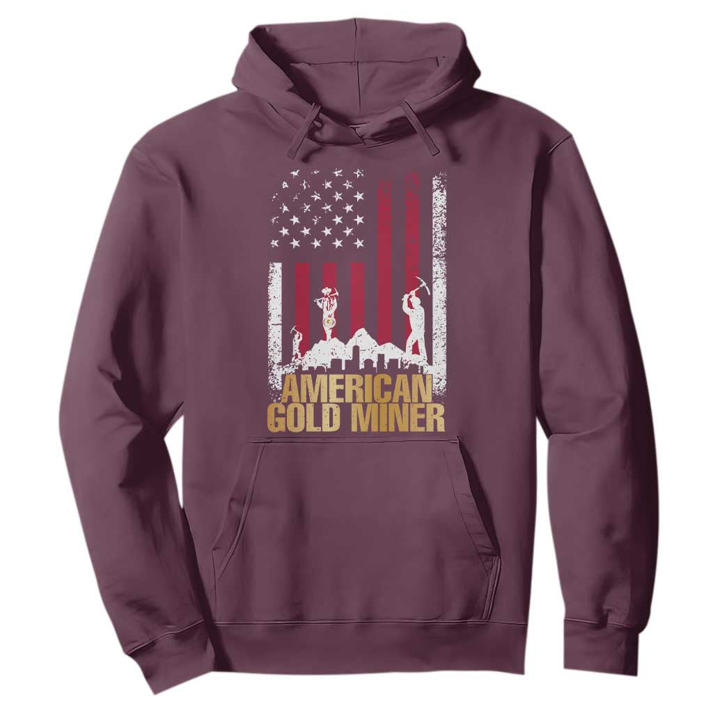 Gold Miner Patriotic American Flag Hoodie TS14 Maroon Print Your Wear