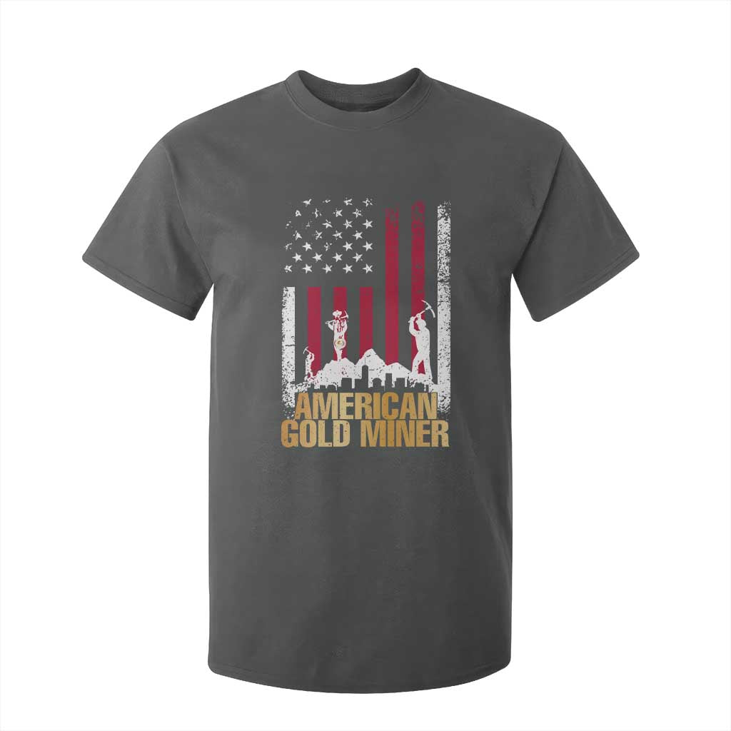 Gold Miner Patriotic American Flag T Shirt For Kid TS14 Dark Heather Print Your Wear