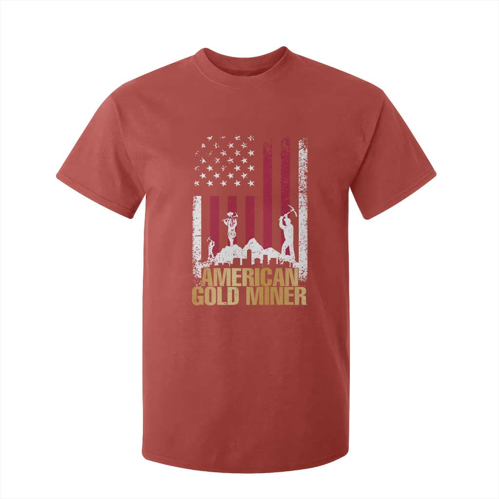 Gold Miner Patriotic American Flag T Shirt For Kid TS14 Red Print Your Wear
