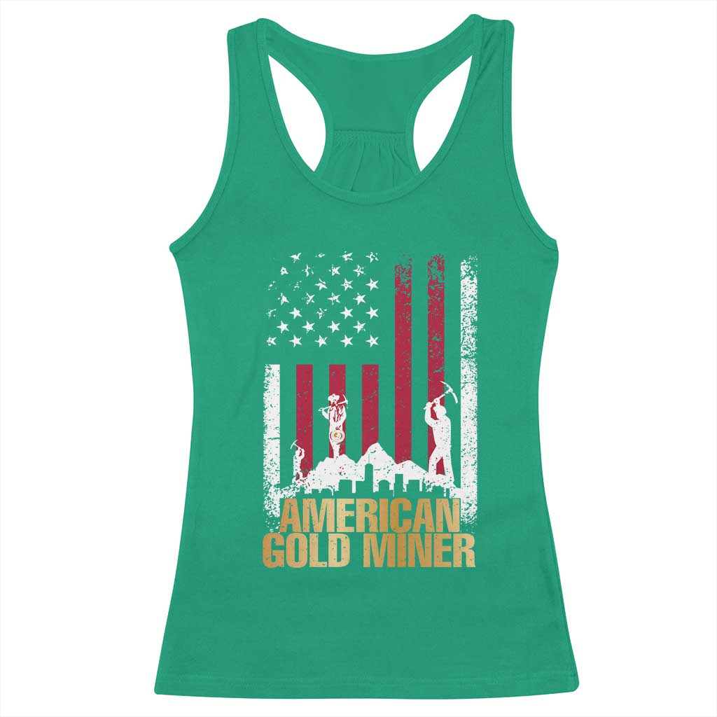 Gold Miner Patriotic American Flag Racerback Tank Top TS14 Irish Green Print Your Wear