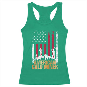 Gold Miner Patriotic American Flag Racerback Tank Top TS14 Irish Green Print Your Wear