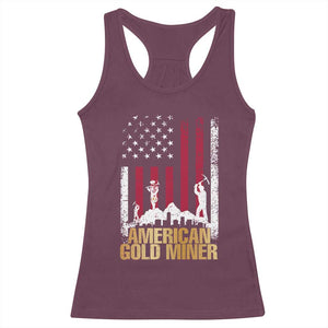 Gold Miner Patriotic American Flag Racerback Tank Top TS14 Maroon Print Your Wear