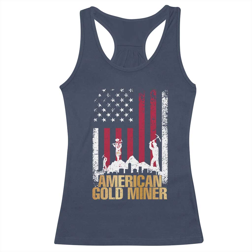 Gold Miner Patriotic American Flag Racerback Tank Top TS14 Navy Print Your Wear
