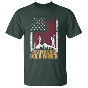 Gold Miner Patriotic American Flag T Shirt TS14 Dark Forest Green Print Your Wear