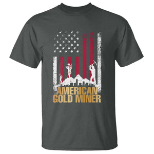 Gold Miner Patriotic American Flag T Shirt TS14 Dark Heather Print Your Wear