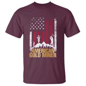 Gold Miner Patriotic American Flag T Shirt TS14 Maroon Print Your Wear