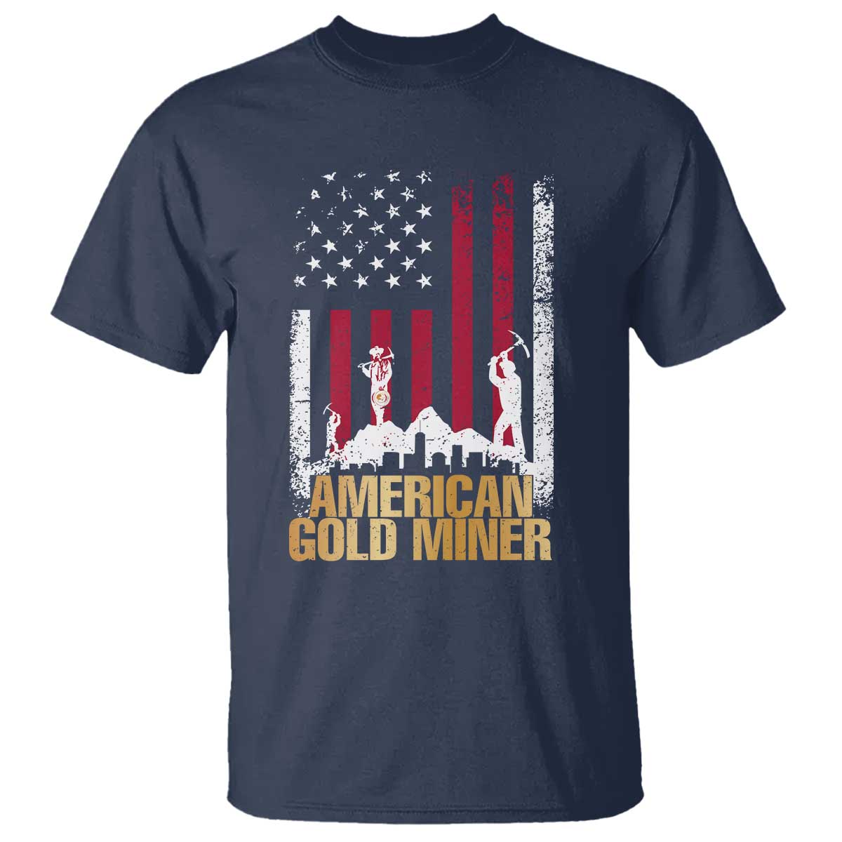 Gold Miner Patriotic American Flag T Shirt TS14 Navy Print Your Wear