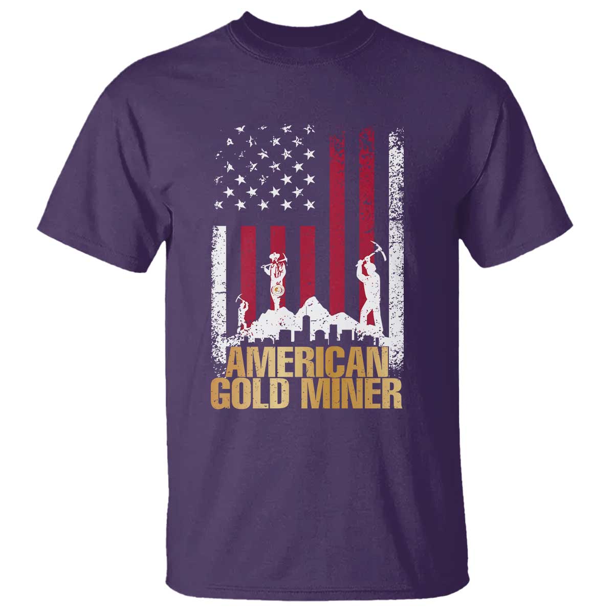 Gold Miner Patriotic American Flag T Shirt TS14 Purple Print Your Wear
