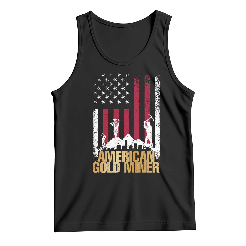 Gold Miner Patriotic American Flag Tank Top TS14 Black Print Your Wear