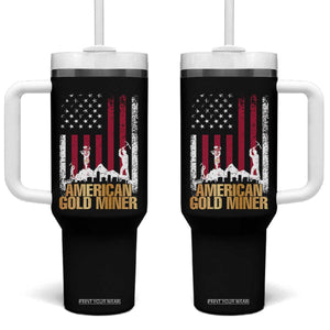 Gold Miner Patriotic American Flag Tumbler With Handle TS14 One Size: 40 oz Black Print Your Wear