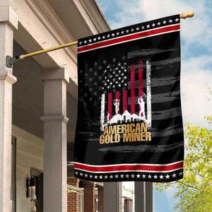 Gold Miner Patriotic American Flag Garden Flag TS14 Distressed Black Red Print Your Wear