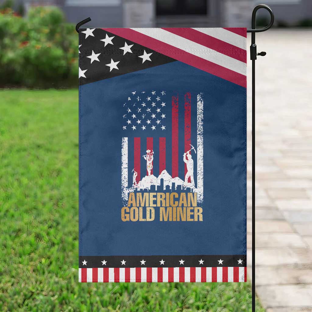 Gold Miner Patriotic American Flag Garden Flag TS14 Classic Blue Black Print Your Wear