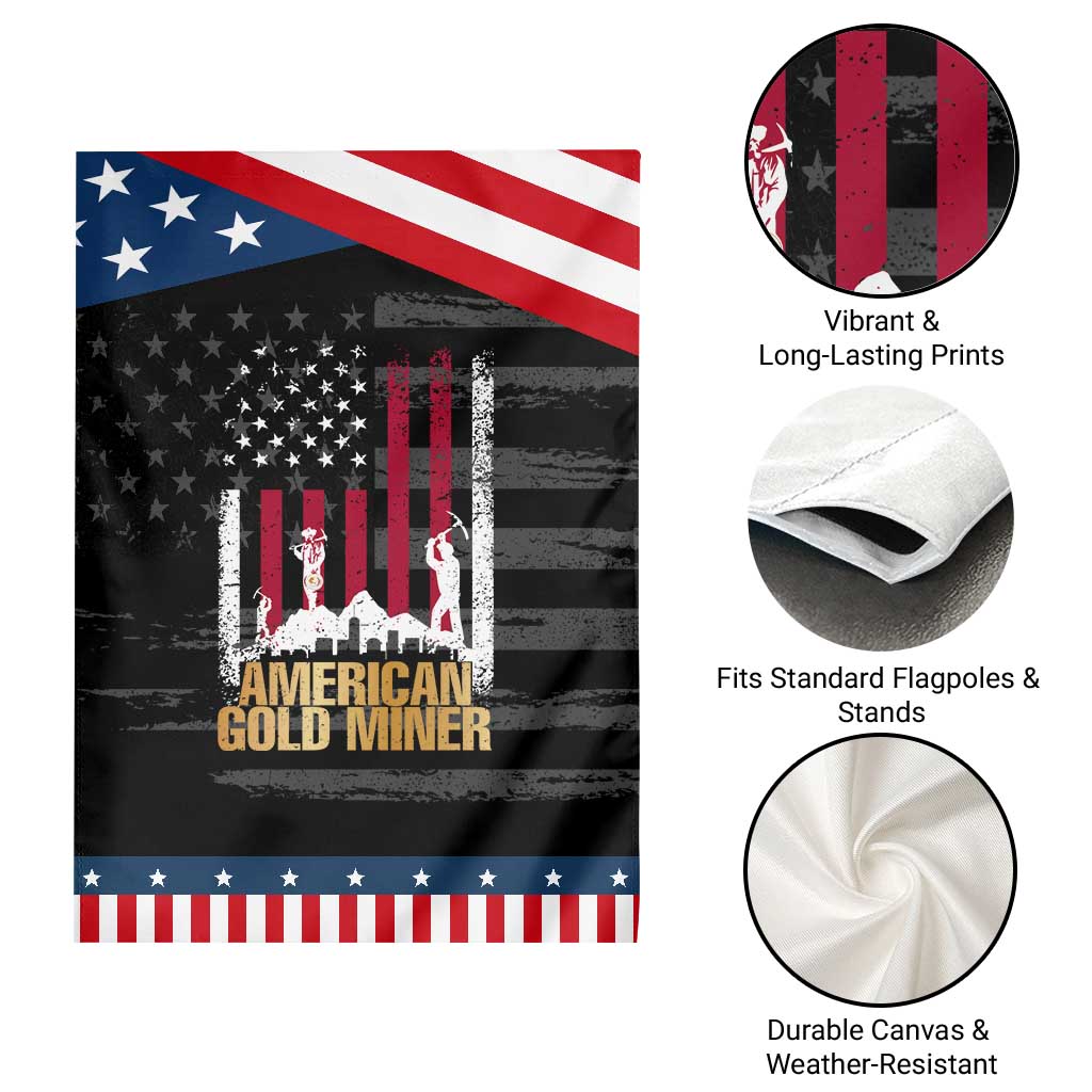 Gold Miner Patriotic American Flag Garden Flag TS14 Print Your Wear