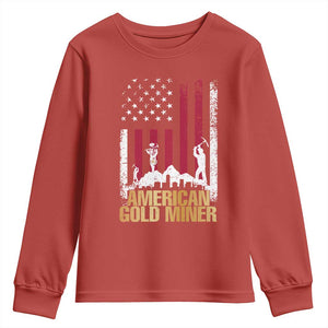Gold Miner Patriotic American Flag Youth Sweatshirt TS14 Red Print Your Wear