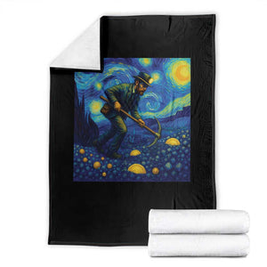 Gold Miner Starry Night Van Gogh Throw Blanket TS14 Black Print Your Wear