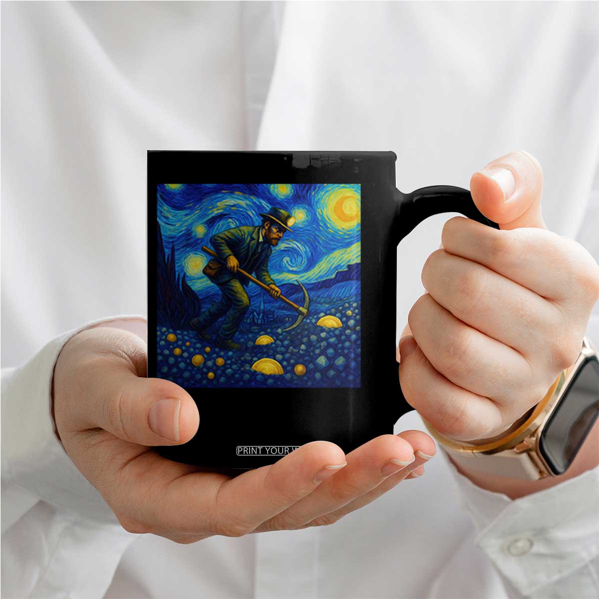 Gold Miner Starry Night Van Gogh Coffee Mug TS14 Print Your Wear