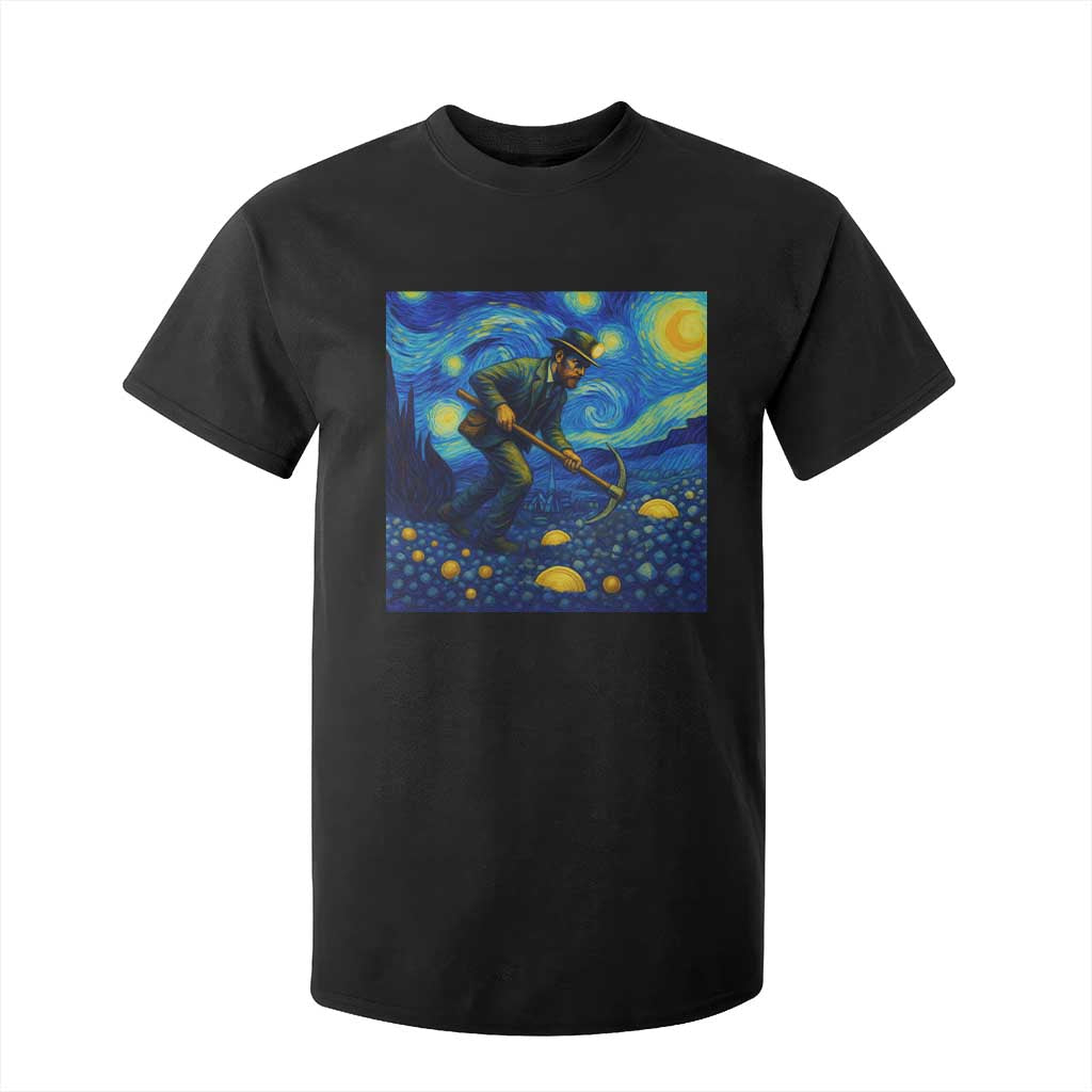 Gold Miner Starry Night Van Gogh T Shirt For Kid TS14 Black Print Your Wear