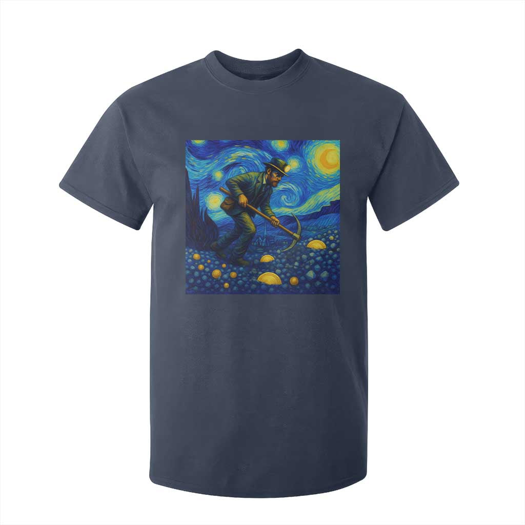 Gold Miner Starry Night Van Gogh T Shirt For Kid TS14 Navy Print Your Wear