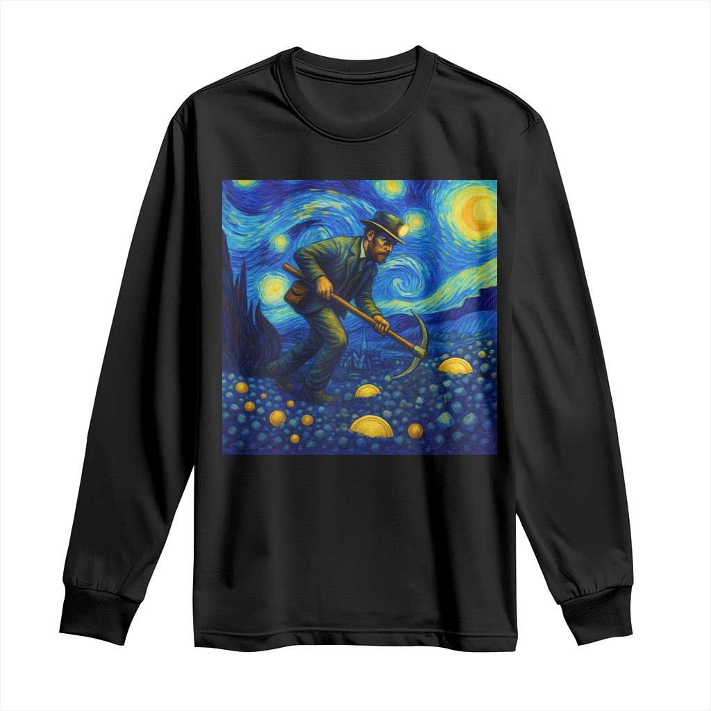 Gold Miner Starry Night Van Gogh Long Sleeve Shirt TS14 Black Print Your Wear