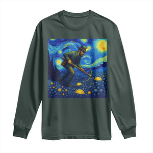 Gold Miner Starry Night Van Gogh Long Sleeve Shirt TS14 Dark Forest Green Print Your Wear