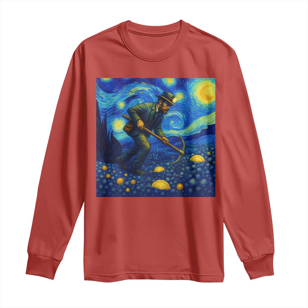 Gold Miner Starry Night Van Gogh Long Sleeve Shirt TS14 Red Print Your Wear