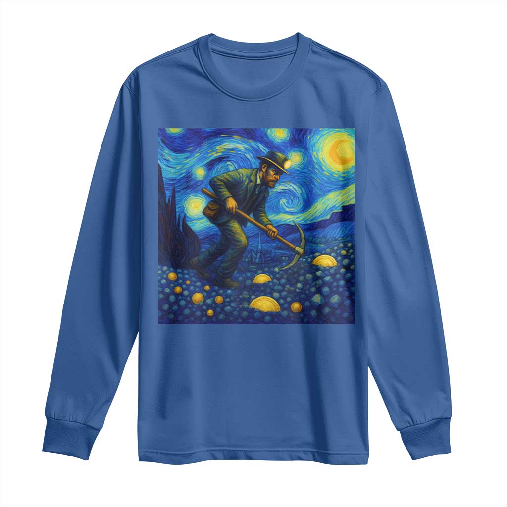 Gold Miner Starry Night Van Gogh Long Sleeve Shirt TS14 Royal Blue Print Your Wear