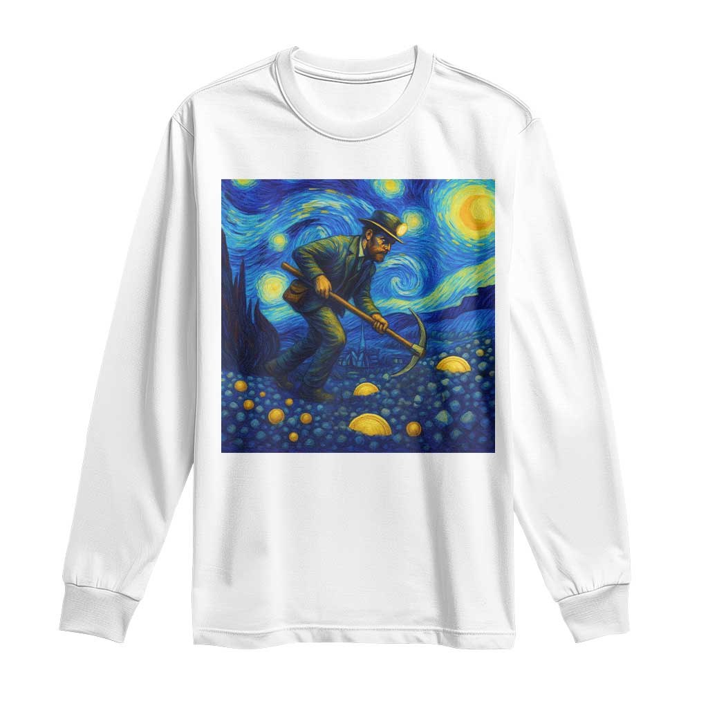 Gold Miner Starry Night Van Gogh Long Sleeve Shirt TS14 White Print Your Wear