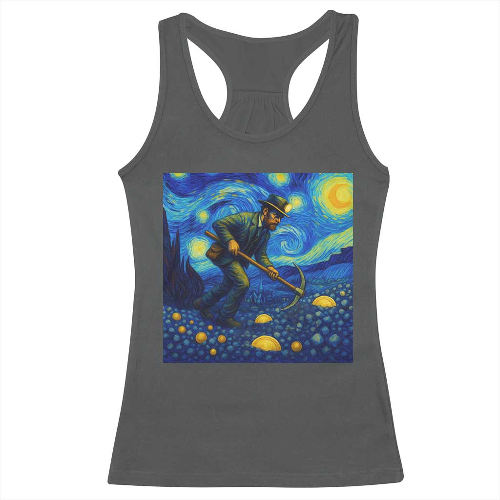Gold Miner Starry Night Van Gogh Racerback Tank Top TS14 Dark Heather Print Your Wear