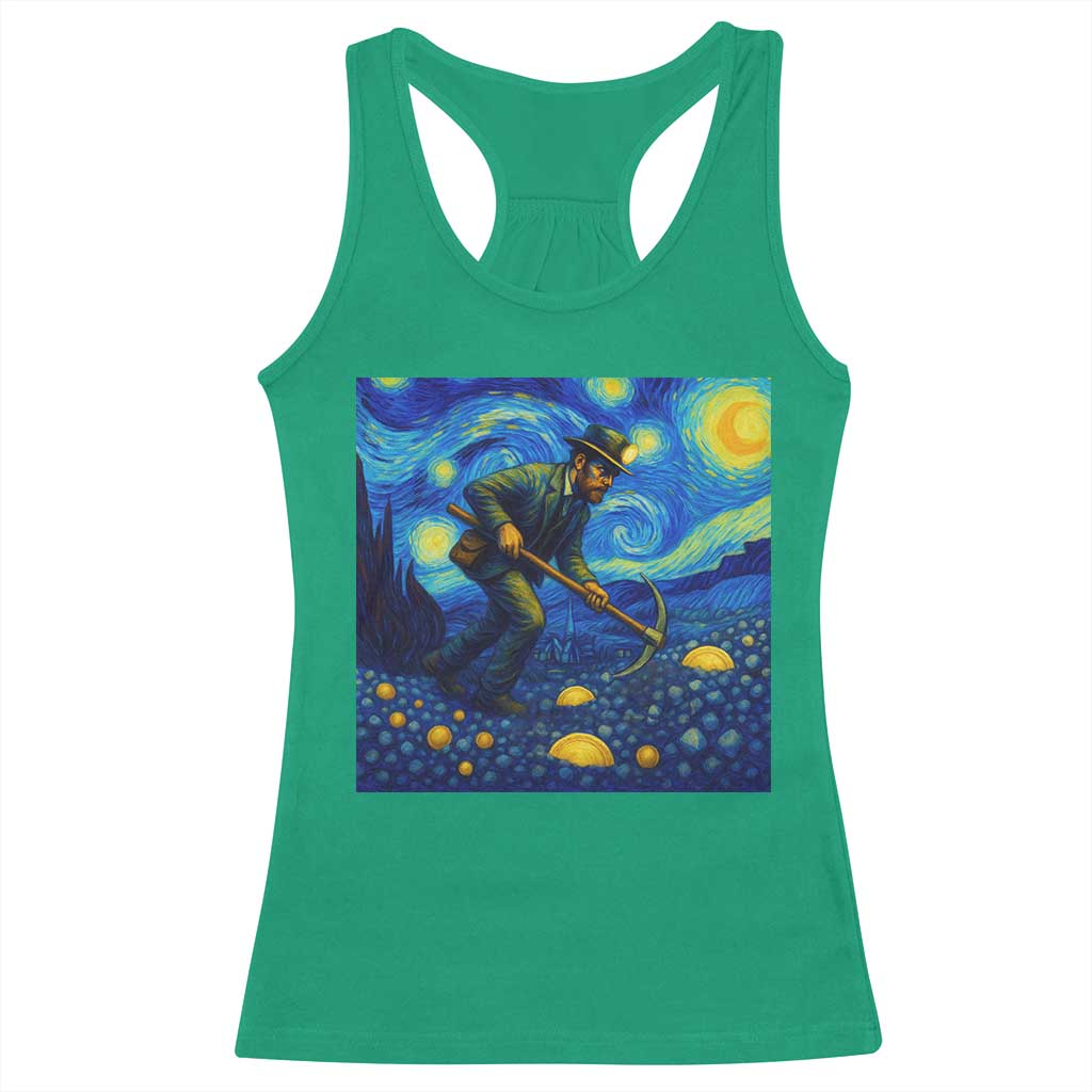 Gold Miner Starry Night Van Gogh Racerback Tank Top TS14 Irish Green Print Your Wear