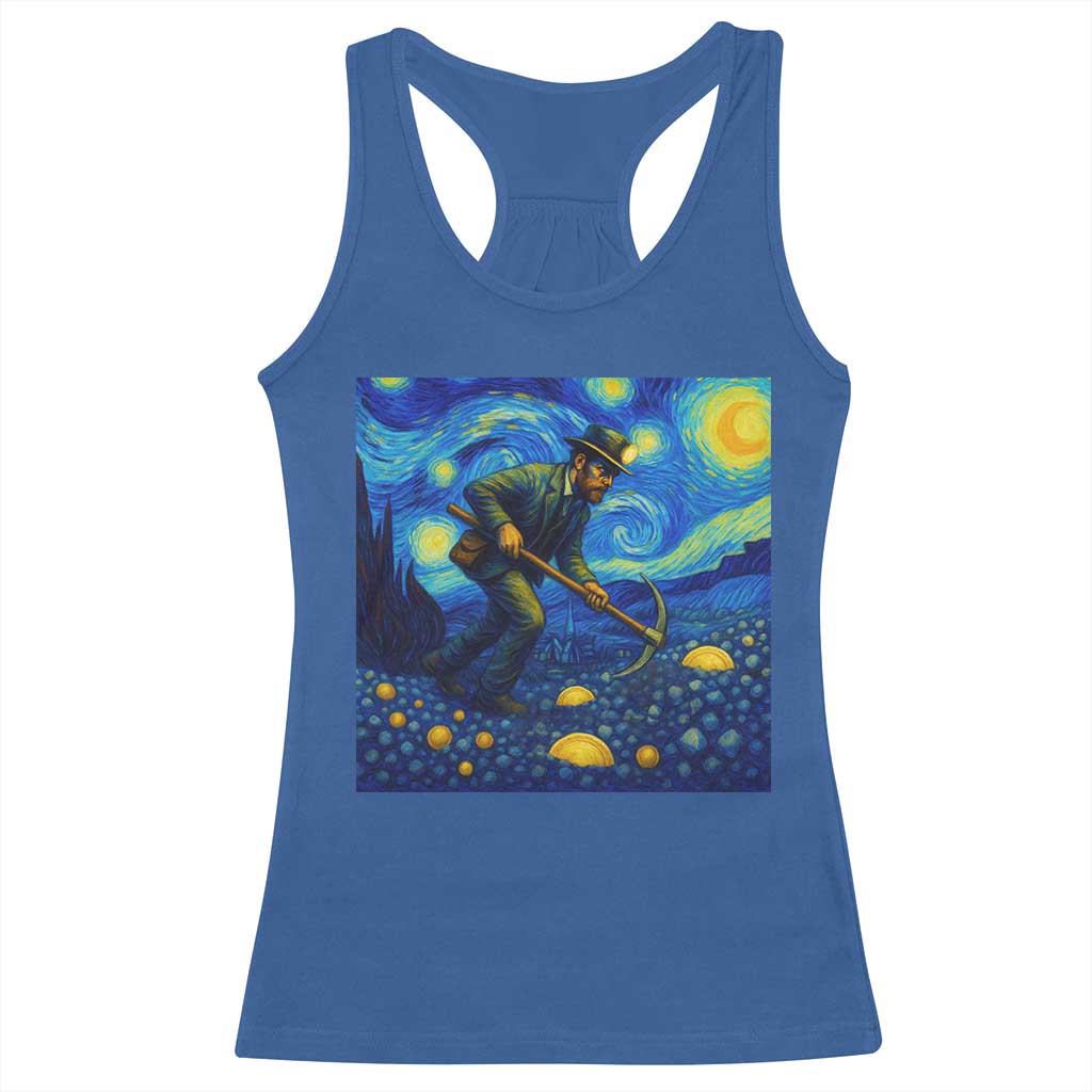 Gold Miner Starry Night Van Gogh Racerback Tank Top TS14 Royal Blue Print Your Wear