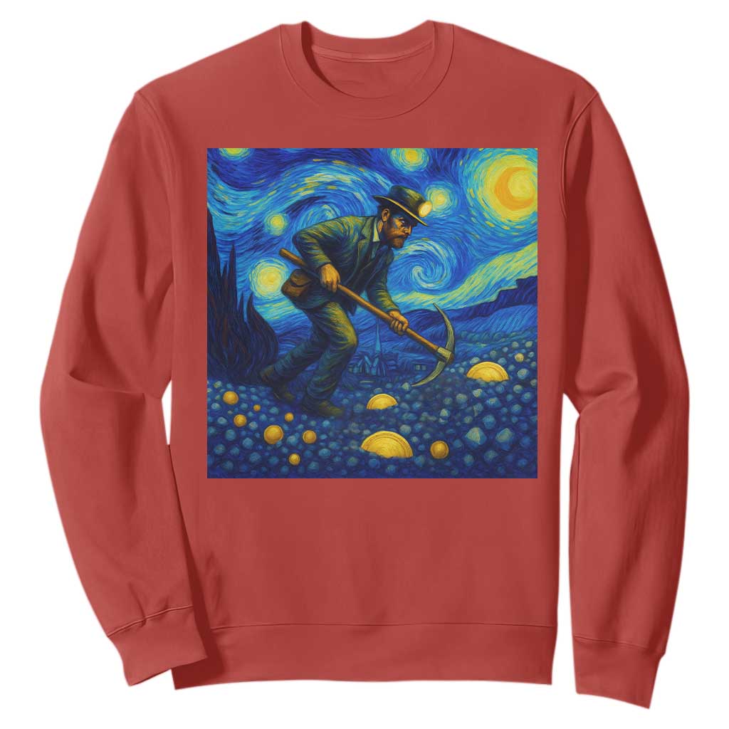 Gold Miner Starry Night Van Gogh Sweatshirt TS14 Red Print Your Wear