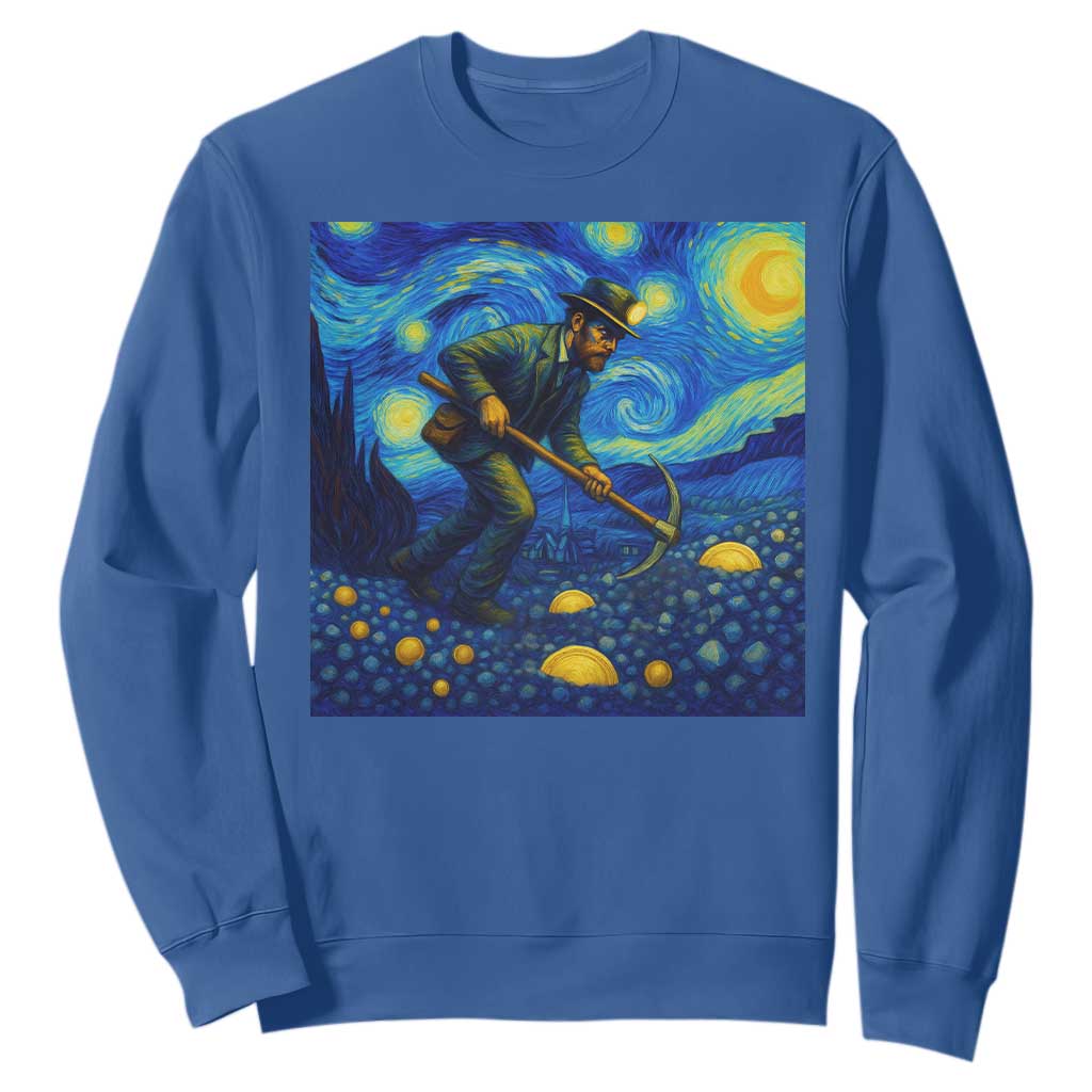 Gold Miner Starry Night Van Gogh Sweatshirt TS14 Royal Blue Print Your Wear