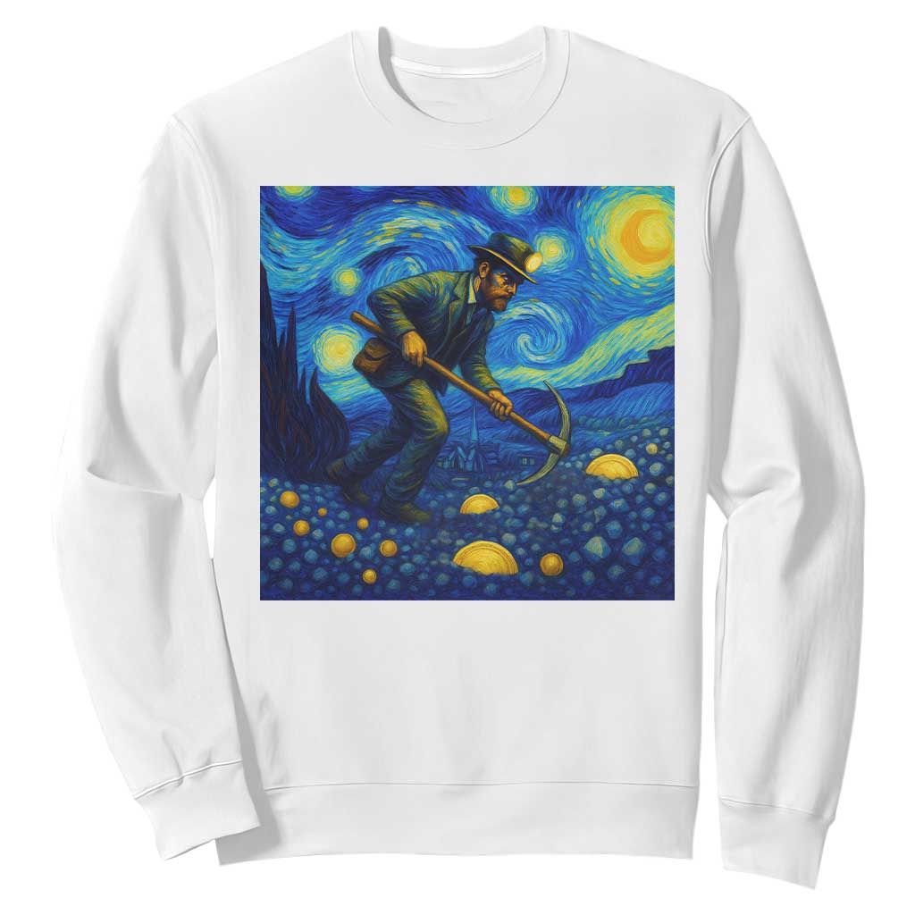 Gold Miner Starry Night Van Gogh Sweatshirt TS14 White Print Your Wear
