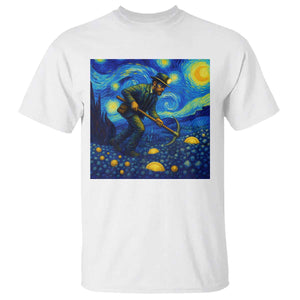 Gold Miner Starry Night Van Gogh T Shirt TS14 White Print Your Wear