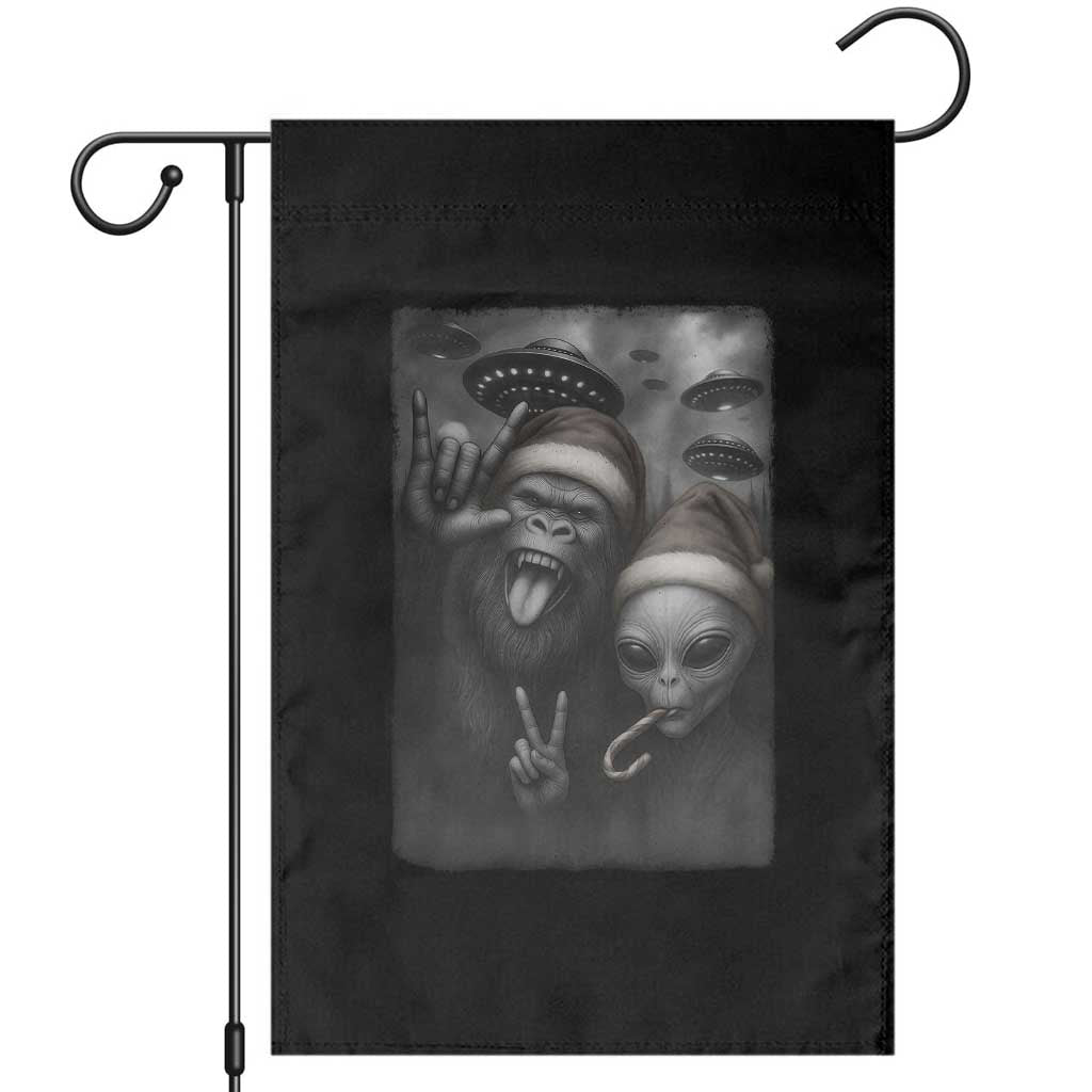 Bigfoot UFO Selife Garden Flag Sasquatch Ailen Rock On Hand Christmas TS14 Black Print Your Wear